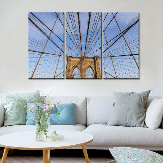 Tableau New York <br> Brooklyn Bridge Wires 3 pièces