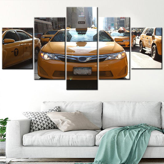 Tableau New York <br> Yellow Cabs 5 pièces