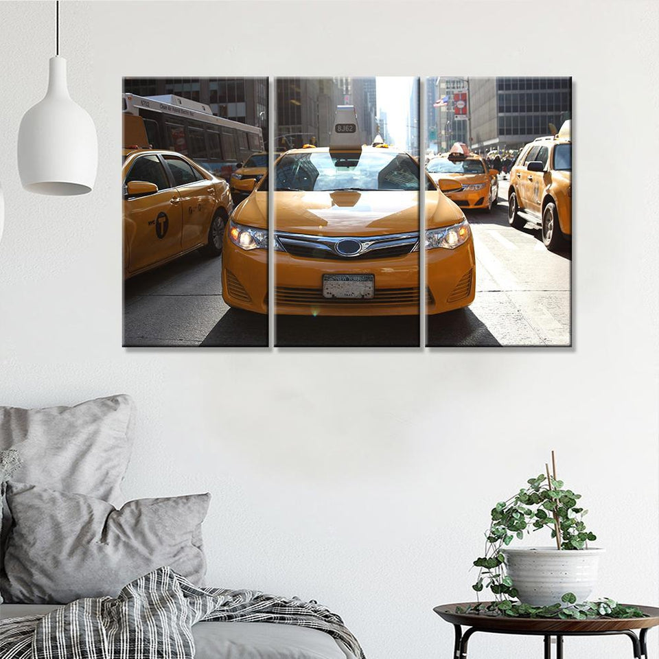 Tableau New York <br> Yellow Cabs 3 pièces