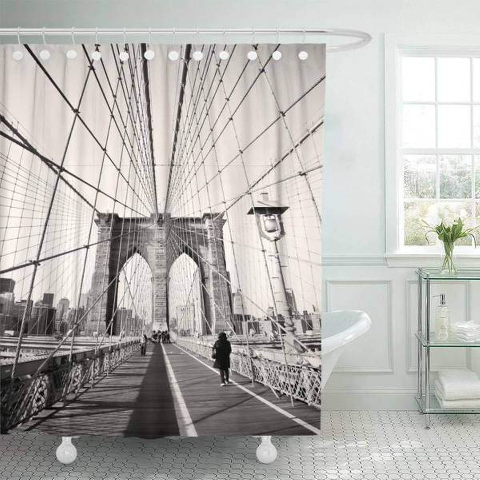 Rideau New York Pont de Brooklyn Noir et Blanc | NYC Shop